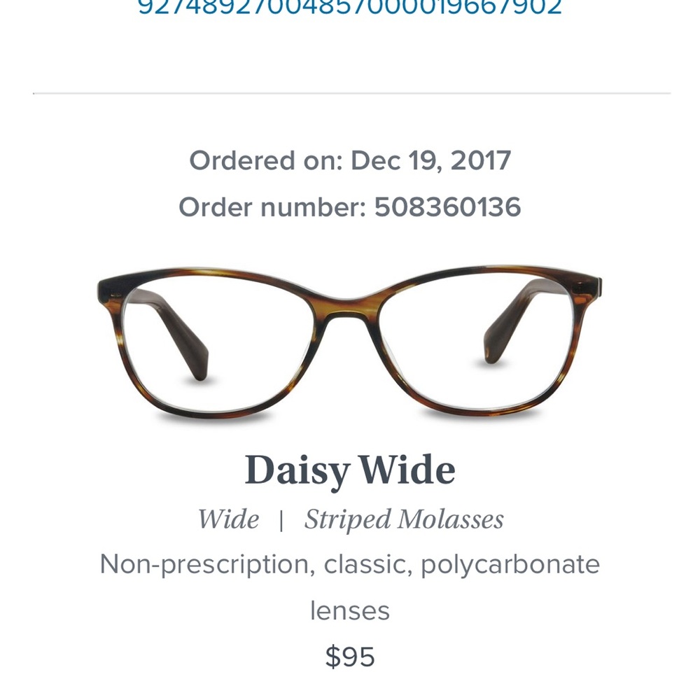 Warby Parker glasses, used maybe 5 times. No prescription.